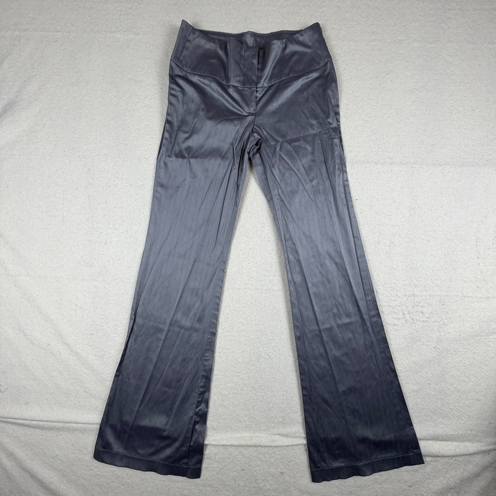 Wet Seal Vintage Y2K Pinstripe Flare Pants Grey Bell Bottom Trousers XS 8057